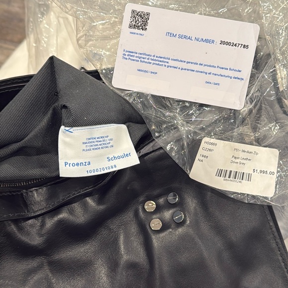 Proenza Schouler PS1 Zip Paper Lambskin Leather Dove Grey Shoulder Bag - Picture 3 of 16